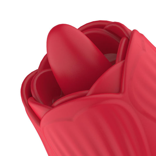 Rose Vibrator with Licking Tongue & Thrusting Dildo